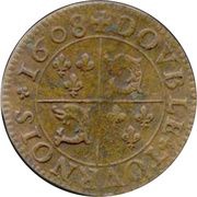 Double Tournois - Henri IV Dauphiné mint, France, 1608 reverse image