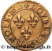 Double Tournois - Louis XIII Nantes mint; 1st type, France, 1610-1611 reverse image