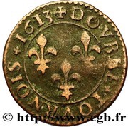 Double Tournois - Louis XIII Lyon mint; 2nd type, France, 1613 reverse image