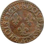 Double Tournois - Louis XIII Nantes mint; 3rd type, France, 1613 reverse image