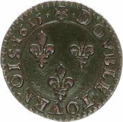 Double Tournois - Louis XIII Amiens mint; 2nd type, France, 1615-1616 reverse image