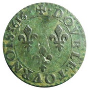 Double Tournois - Louis XIII Amiens mint; 3rd type, France, 1616 reverse image