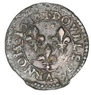 Double Tournois - Louis XIII Lyon mint; 4th type reverse image