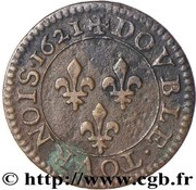 Double Tournois - Louis XIII Paris mint; 2nd type, France, 1620-1626 reverse image