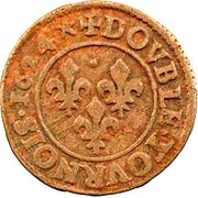 Double Tournois - Louis XIII Riom mint; 2nd type, France, 1624 reverse image