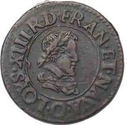Double Tournois - Louis XIII Riom mint; 1st type obverse image