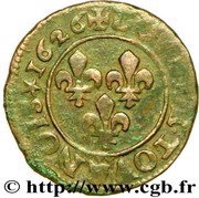 Double Tournois - Louis XIII Riom mint; 4th type, France, 1624-1626 reverse image