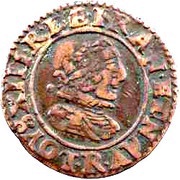 Double Tournois - Louis XIII Villeneuve mint; 7th type obverse image
