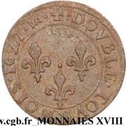 Double Tournois - Louis XIII Bordeaux mint; 7th type, France, 1626-1628 reverse image