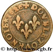 Double Tournois - Louis XIII Poitiers mint; 3rd type, France, 1626-1628 reverse image