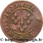 Double Tournois - Louis XIII Lyon mint; 6th type, France, 1627-1631 reverse image