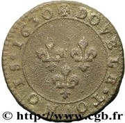Double Tournois - Louis XIII Paris mint; 7th type, France, 1629-1630 reverse image