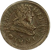 Double Tournois - Louis XIII La Rochelle mint; 1st type obverse image