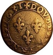 Double Tournois - Louis XIII Tours mint; 1st type, France, 1631-1635 reverse image