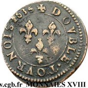 Double Tournois - Louis XIII Stenay mint; 3rd type, France, 1635 reverse image