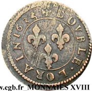 Double Tournois Lorrain - Louis XIII Stenay mint; 4th type, France, 1635 reverse image