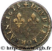 Double Tournois - Louis XIII Stenay mint; 6th type, France, 1635 reverse image