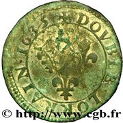 Double Tournois - Louis XIII Stenay mint; 7th type, France, 1635 reverse image
