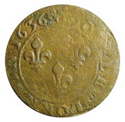 Double Tournois - Louis XIII Stenay mint; 8th type, France, 1635-1636 reverse image