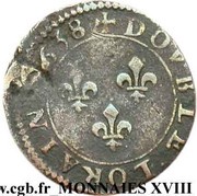 Double Tournois - Louis XIII Stenay mint; 11th type, France, 1636-1638 reverse image