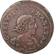 Double Tournois - Louis XIII Lyon mint; 11th type obverse image