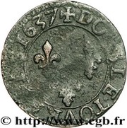 Double Tournois - Louis XIII Tours mint; 4th type, France, 1637 reverse image
