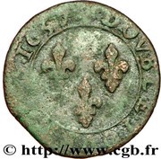 Double Tournois - Louis XIII Tours mint; 10th type, France, 1637 reverse image