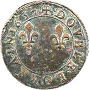Double Tournois - Louis XIII Stenay mint; 10th type reverse image