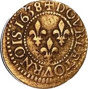 Double Tournois - Louis XIII Tours mint; 12th type, France, 1637-1638 reverse image