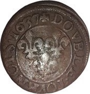 Double Tournois - Louis XIII Villeneuve mint; 9th type, France, 1637-1638 reverse image