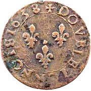 Double Tournois - Louis XIII La Rochelle mint; 6th type, France, 1638 reverse image