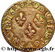 Double Tournois - Louis XIII La Rochelle mint; 11th type, France, 1638 reverse image