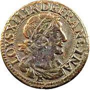 Double Tournois - Louis XIII Rouen mint; 1st type obverse image