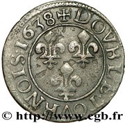 Double Tournois - Louis XIII Tours mint; 18th type, France, 1638 reverse image