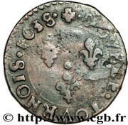 Double Tournois - Louis XIII Bordeaux mint; 13th type, France, 1638-1639 reverse image