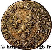 Double Tournois - Louis XIII La Rochelle mint; 7th type, France, 1638-1639 reverse image