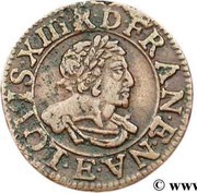 Double Tournois - Louis XIII Tours mint; 17th type obverse image