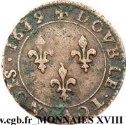 Double Tournois - Louis XIII Tours mint; 17th type, France, 1638-1639 reverse image