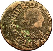 Double Tournois - Louis XIII La Rochelle mint; 15th type obverse image
