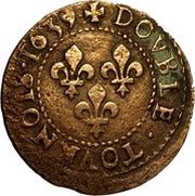 Double Tournois - Louis XIII La Rochelle mint; 16th type, France, 1639-1640 reverse image