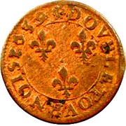Double Tournois - Louis XIII Rouen mint; 2nd type, France, 1639-1640 reverse image