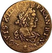 Double Tournois - Louis XIII Tours mint; 19th type obverse image