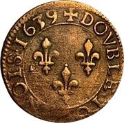 Double Tournois - Louis XIII Tours mint; 19th type, France, 1639-1640 reverse image