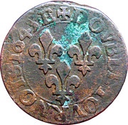 Double Tournois - Louis XIII Latin text, France, 1642-1643 reverse image