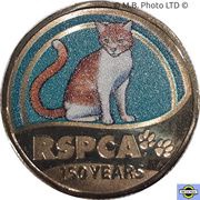 1 Dollar - Elizabeth II 6th Portrait - 150 Years of the RSPCA - Cat, Australia, 2021 reverse image