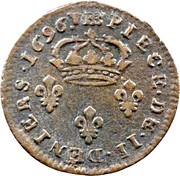 2 Deniers - Louis XIV Strasbourg, France, 1696-1708 reverse image