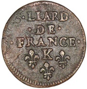 Liard of France with juvenile bust - Louis XIV, France, 1655-1658 reverse image