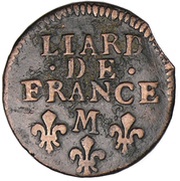 Liard of France with old bust - Louis XIV, France, 1669-1707 reverse image
