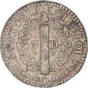 3 Deniers - Louis XVI "FRANÇOIS", France, 1792 reverse image