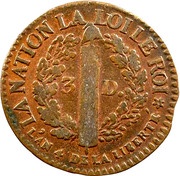 3 Deniers - Louis XVI "FRANÇAIS", France, 1792 reverse image